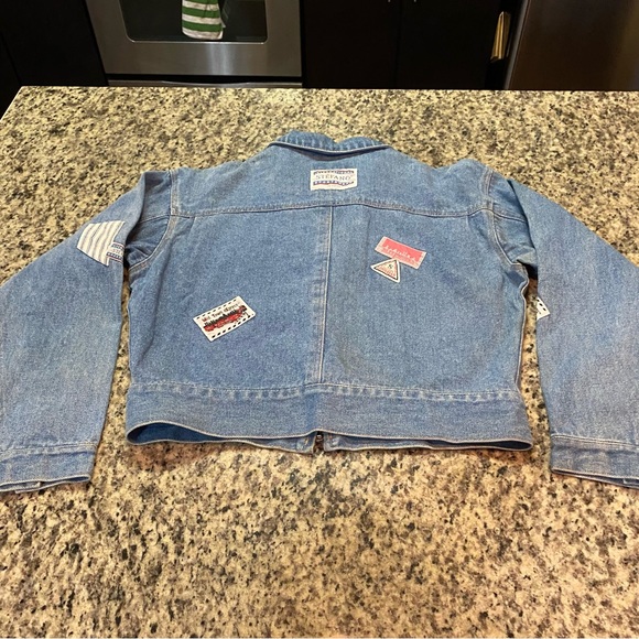 VTG Stefano 80s Blue Patchwork Light Wash Cropped Jean Jacket Denim Size M - Picture 9 of 9